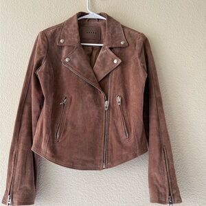 BlankNYC Suede Leather Moto Jacket Brown Cropped XS Biker Zip
